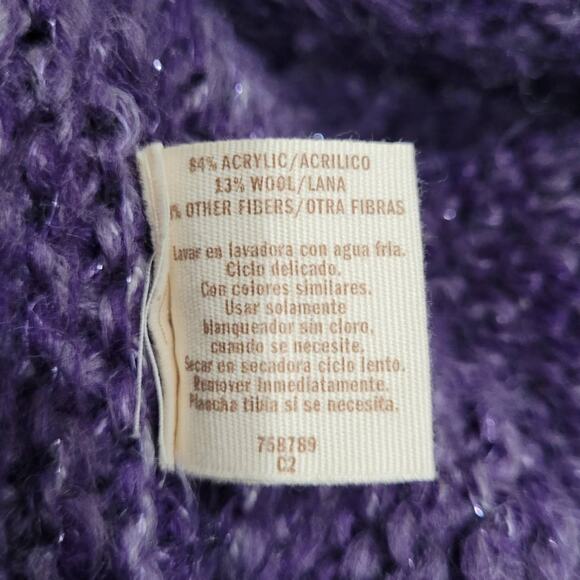 Decree Women's Purple Metallic Shrug Cardigan Sweater Sz Medium Wool Blend Cozy - Picture 6 of 9